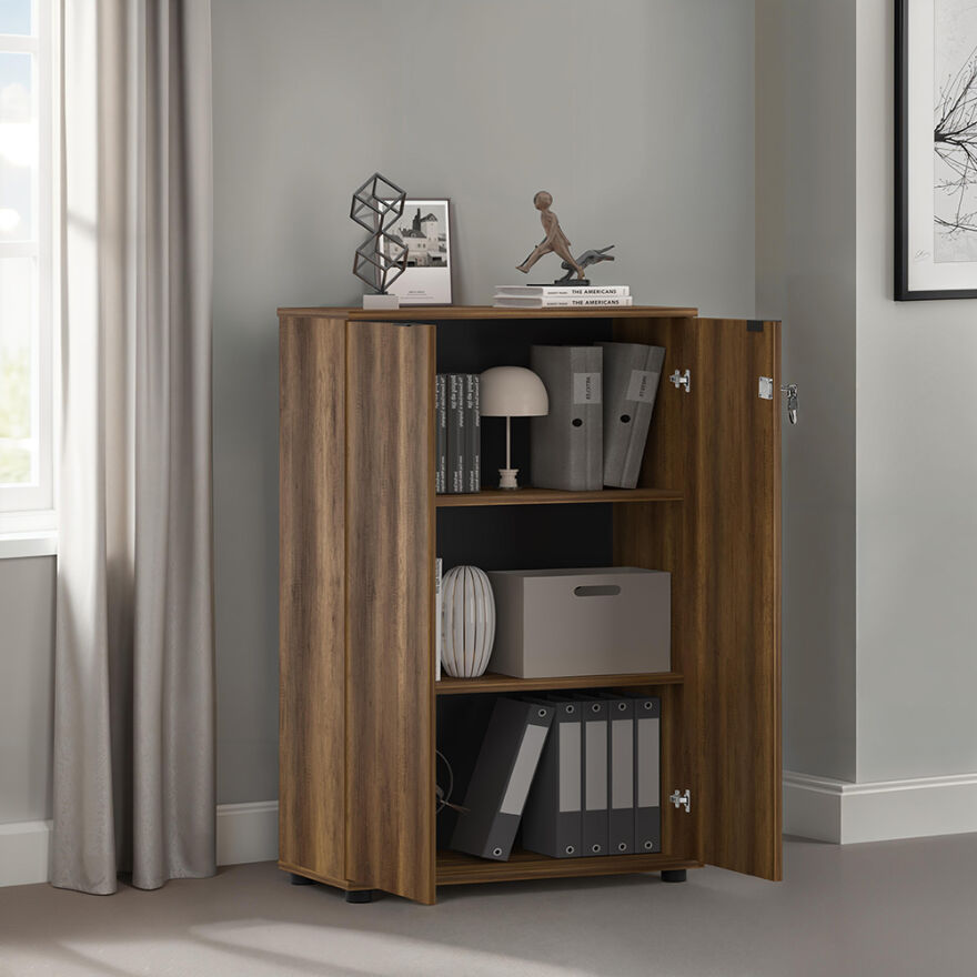 Rio 3 Raflı Kapaklı Kitaplık-Koyu Ceviz(Oslo Ceviz) 72x109x34 cm (GxYxD) - 8