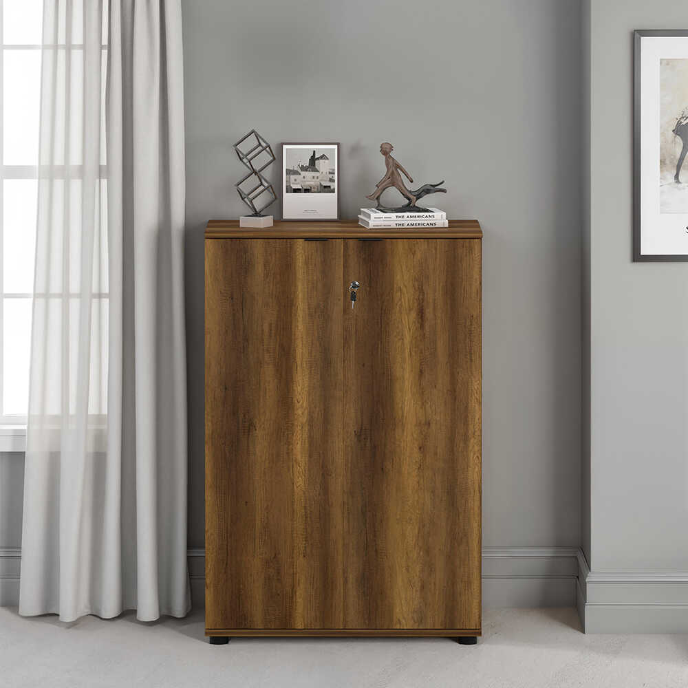 Rio 3 Raflı Kapaklı Kitaplık-Koyu Ceviz(Oslo Ceviz) 72x109x34 cm (GxYxD)