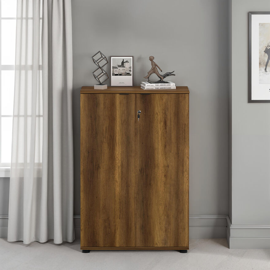 Rio 3 Raflı Kapaklı Kitaplık-Koyu Ceviz(Oslo Ceviz) 72x109x34 cm (GxYxD) - 1