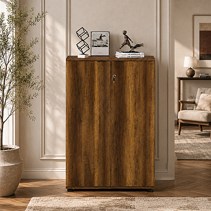 Rio 3 Raflı Kapaklı Kitaplık-Koyu Ceviz(Oslo Ceviz) 72x109x34 cm (GxYxD)