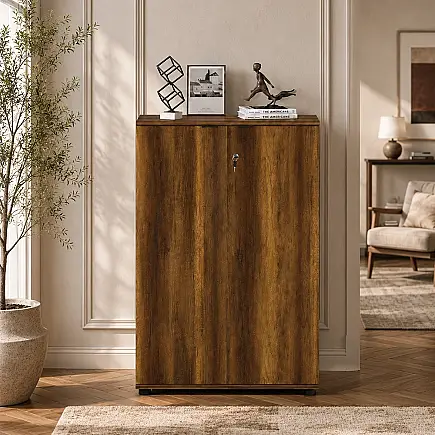 Rio 3 Raflı Kapaklı Kitaplık-Koyu Ceviz(Oslo Ceviz) 72x109x34 cm (GxYxD)