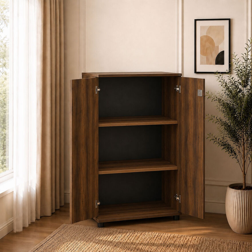 Rio 3 Raflı Kapaklı Kitaplık-Koyu Ceviz(Oslo Ceviz) 72x109x34 cm (GxYxD) - 2