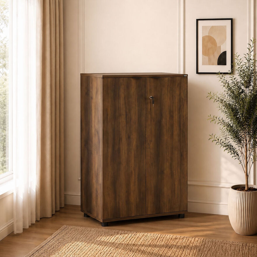 Rio 3 Raflı Kapaklı Kitaplık-Koyu Ceviz(Oslo Ceviz) 72x109x34 cm (GxYxD) - 1