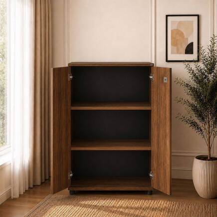 Rio 3 Raflı Kapaklı Kitaplık-Koyu Ceviz(Oslo Ceviz) 72x109x34 cm (GxYxD) - 5