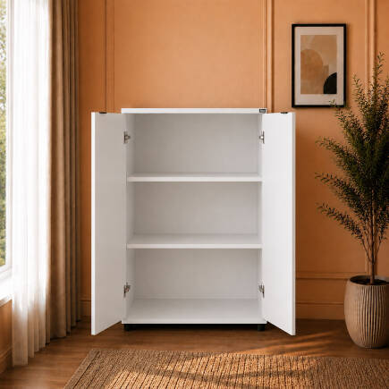 Rio 3 Raflı Kapaklı Kitaplık - Diamond Beyaz 72x109x34 cm - 5