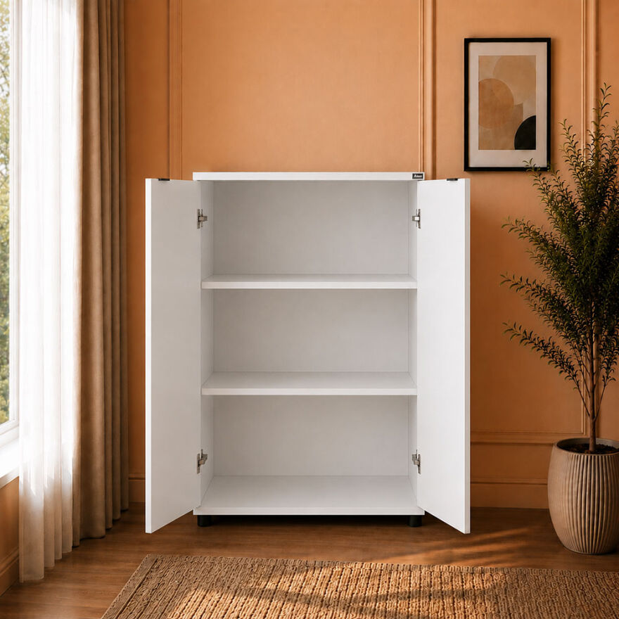 Rio 3 Raflı Kapaklı Kitaplık - Diamond Beyaz 72x109x34 cm - 5