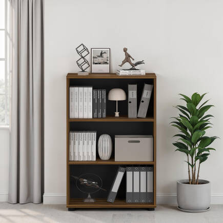 Rio 3 Raflı Kitaplık-Koyu Ceviz(Oslo Ceviz) 72x109x34 cm (GxYxD) - 5