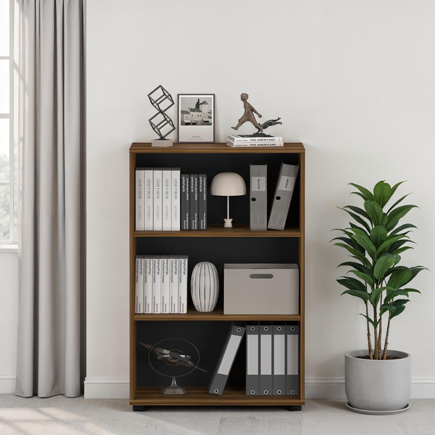 Rio 3 Raflı Kitaplık-Koyu Ceviz(Oslo Ceviz) 72x109x34 cm (GxYxD) - 5
