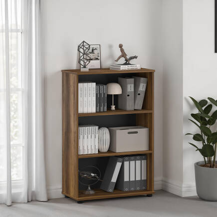 Rio 3 Raflı Kitaplık-Koyu Ceviz(Oslo Ceviz) 72x109x34 cm (GxYxD) 