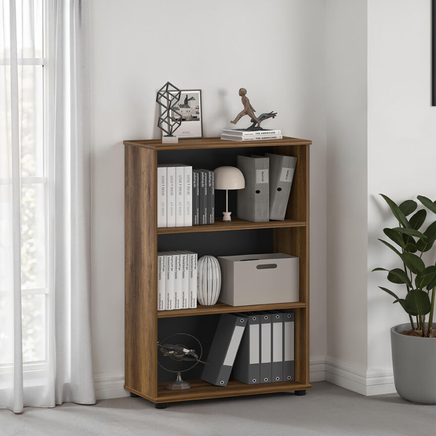 Rio 3 Raflı Kitaplık-Koyu Ceviz(Oslo Ceviz) 72x109x34 cm (GxYxD) - 1
