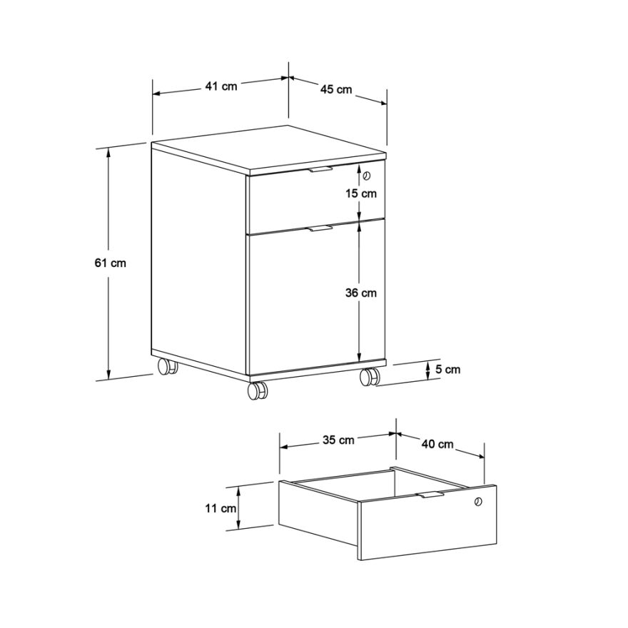 Rio Kilitli Çekmeceli Keson-Açık Ceviz (Tori) 41x61x45 cm (GxYxD) - 6