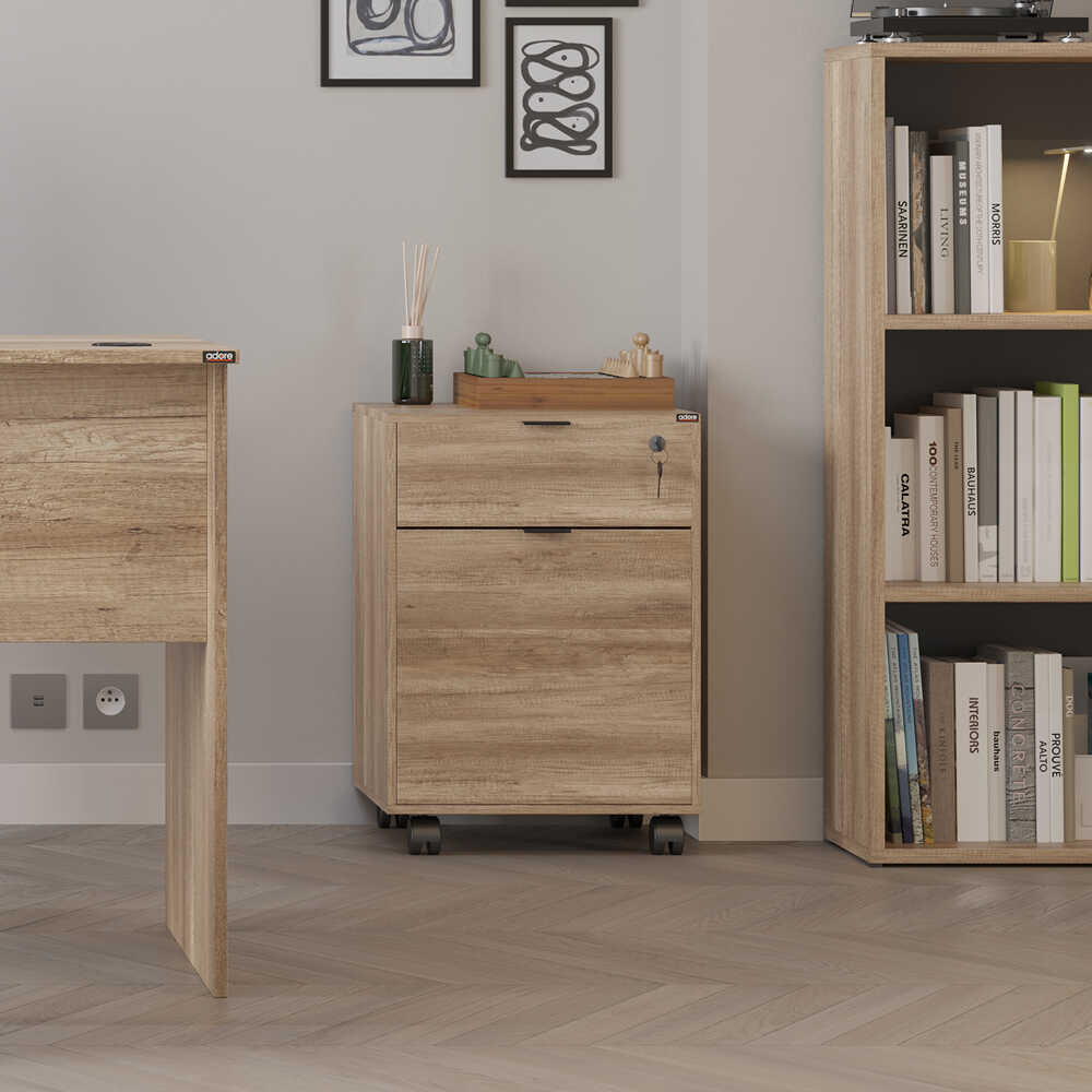 Rio Kilitli Çekmeceli Keson-Açık Ceviz (Tori) 41x61x45 cm (GxYxD)