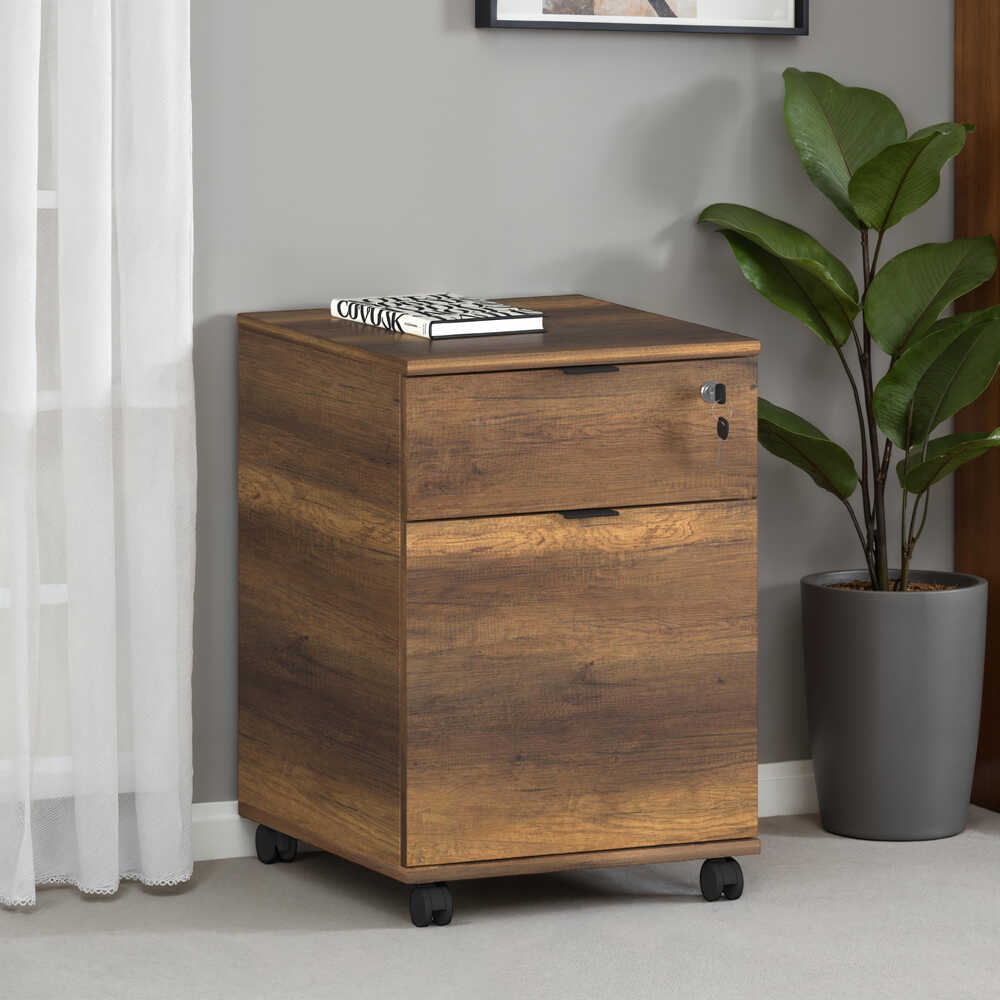 Rio Kilitli Çekmeceli Keson-Koyu Ceviz (Oslo Ceviz) 41x61x45 cm (GxYxD) - Adore Mobilya