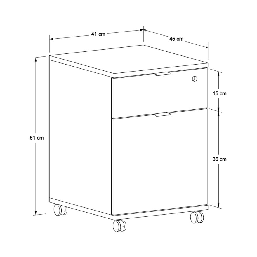 Rio Ofis Kilitli Çekmeceli Keson - Florida Meşe 41x61x45 cm - 6