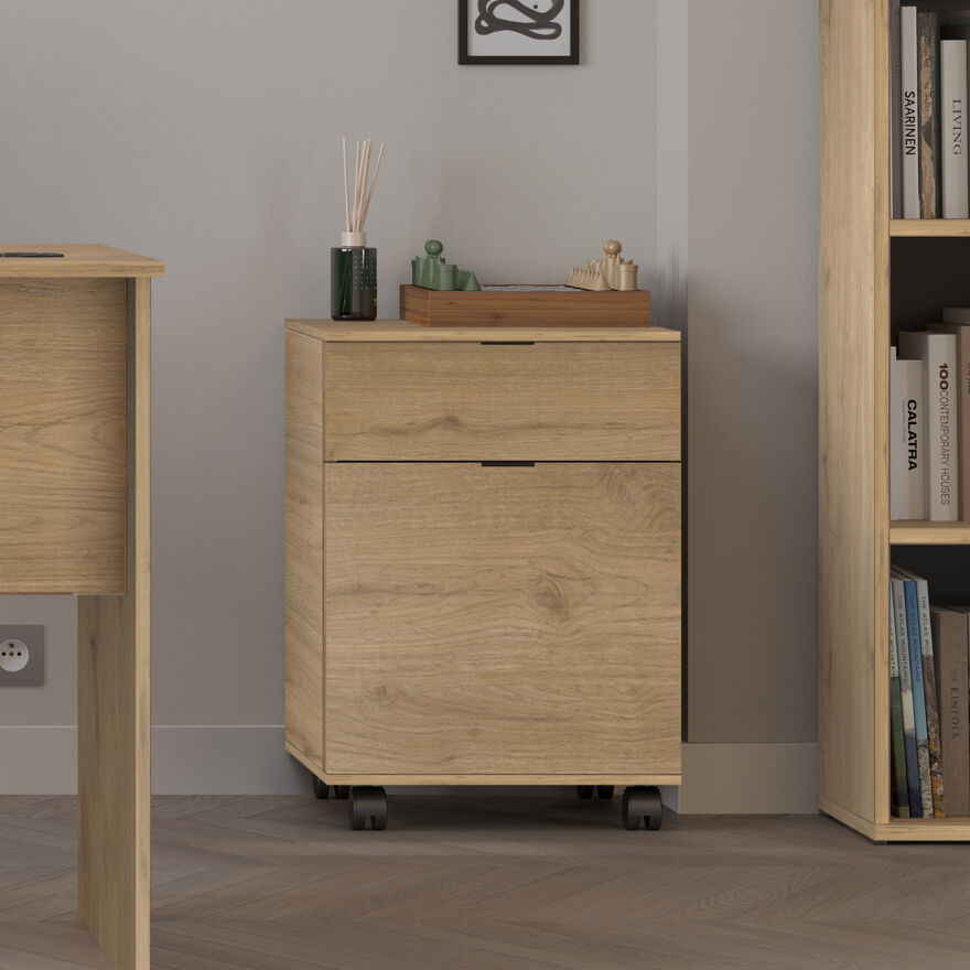 Rio Ofis Kilitli Çekmeceli Keson - Florida Meşe 41x61x45 cm - 1