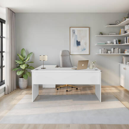 Rio L Ofis Masası - Mat Lake Beyaz 160x75x144 cm (GxYxD) - 5