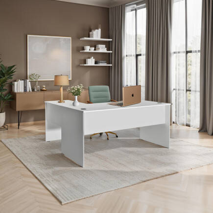 Rio L Ofis Masası - Mat Lake Beyaz 160x75x144 cm (GxYxD) - 1