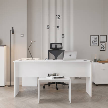 Rio L Ofis Masası - Mat Lake Beyaz 160x75x144 cm (GxYxD) - 1
