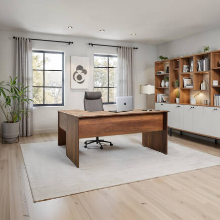 Rio L Ofis Masası - Koyu Ceviz (Oslo Ceviz) 160x75x144 cm (GxYxD) 