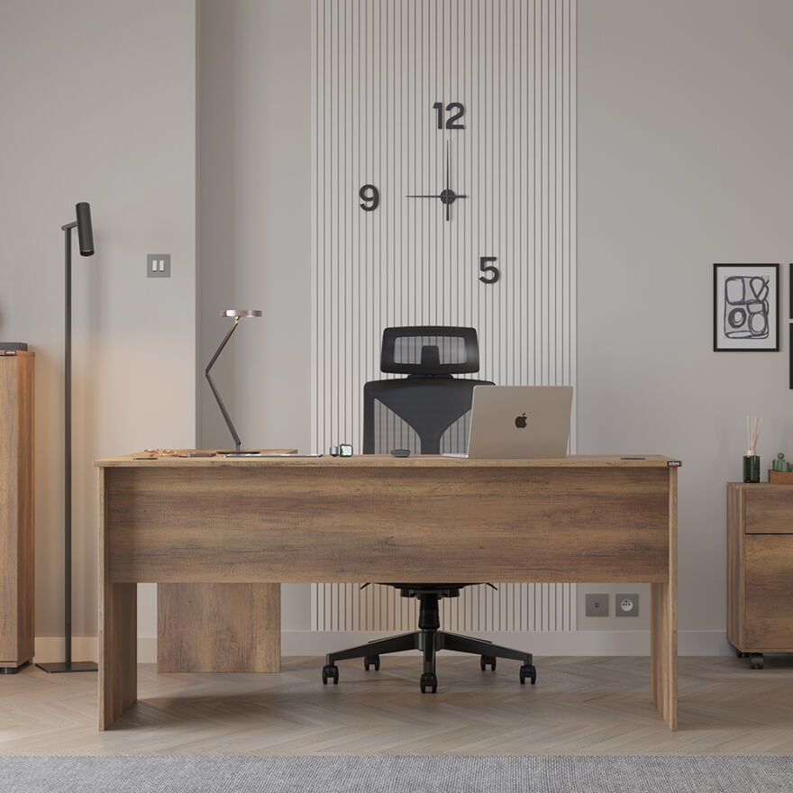 Rio L Ofis Masası - Koyu Ceviz (Oslo Ceviz) 160x75x144 cm (GxYxD) - 1