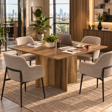 Rio Ofis Toplantı Masası - Oslo Ceviz 120x75x120 cm
