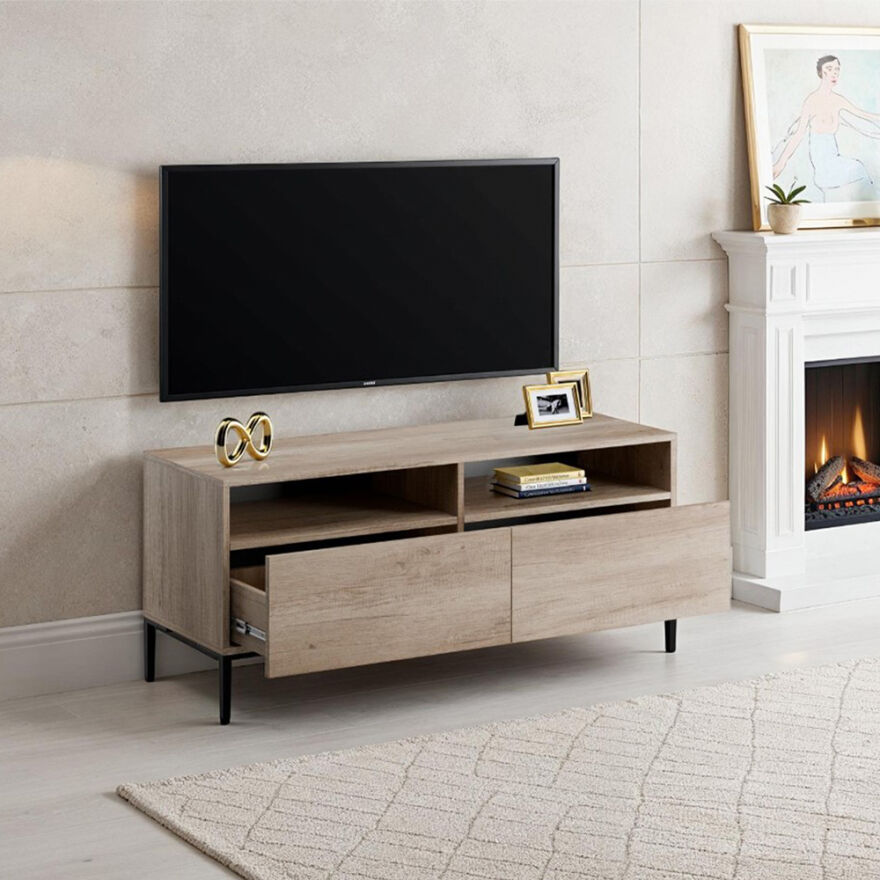 Roma Çekmeceli Tv Ünitesi-Açık Ceviz 120x53x43 cm - 2