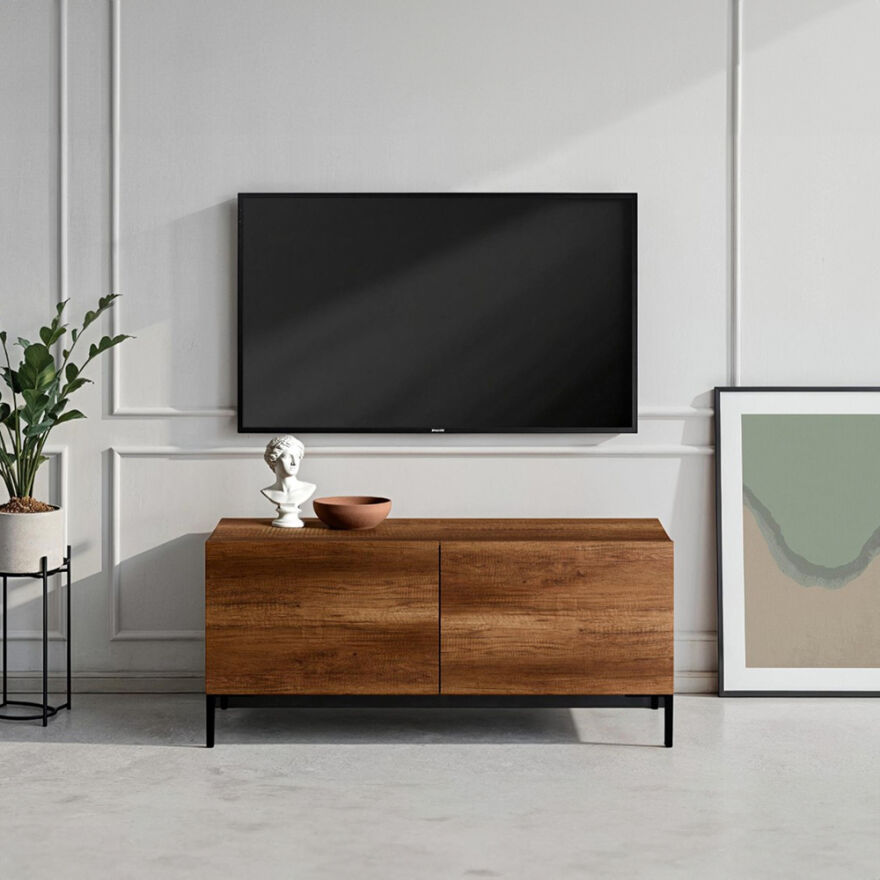 Roma Kapaklı Tv Ünitesi-Koyu Ceviz 120x53x43 cm - 1