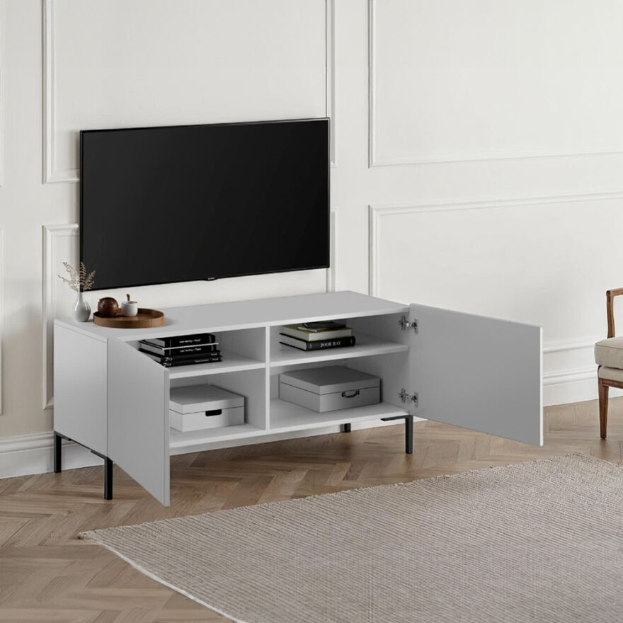 Roma Kapaklı Tv Ünitesi-Mat Lake Beyaz 120x53x43 cm - 4