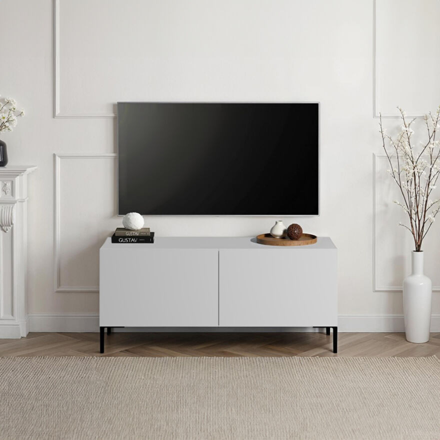 Roma Kapaklı Tv Ünitesi-Mat Lake Beyaz 120x53x43 cm - 1