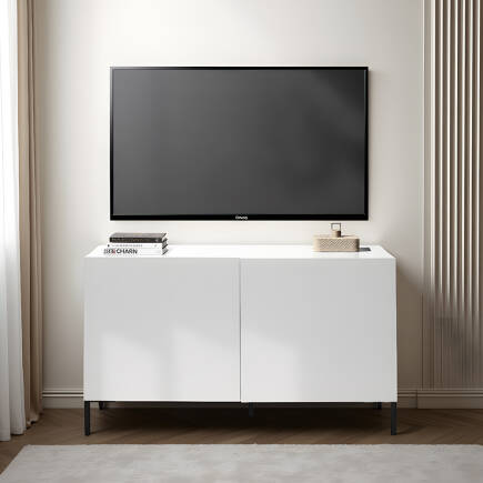 Roma 2 Kapaklı Modüler Tv Ünitesi - Mat Lake Beyaz 120x70x43 cm (GxYxD) - 1