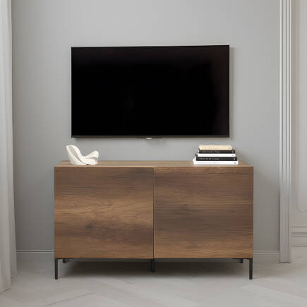 Roma 2 Kapaklı Modüler Tv Ünitesi - Koyu Ceviz (Oslo Ceviz) 120x70x43 cm (GxYxD) - 1