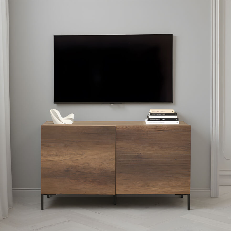 Roma 2 Kapaklı Modüler Tv Ünitesi - Koyu Ceviz (Oslo Ceviz) 120x70x43 cm (GxYxD) - 1