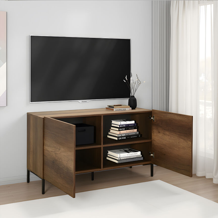 Roma 2 Kapaklı Modüler Tv Ünitesi - Koyu Ceviz (Oslo Ceviz) 120x70x43 cm (GxYxD) - 7