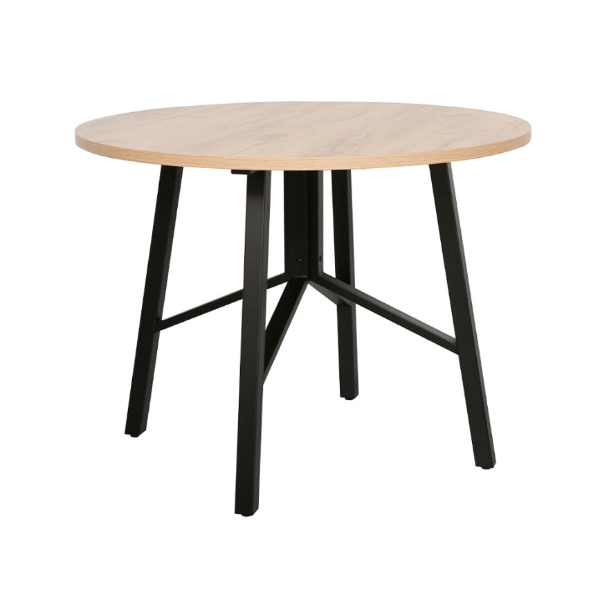 Round Yuvarlak Yemek Masası - Ceviz/Siyah 110x110x76 cm - 2