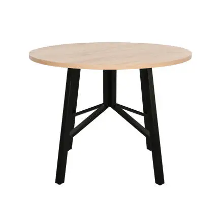 Round Yuvarlak Yemek Masası - Ceviz/Siyah 110x110x76 cm - 1