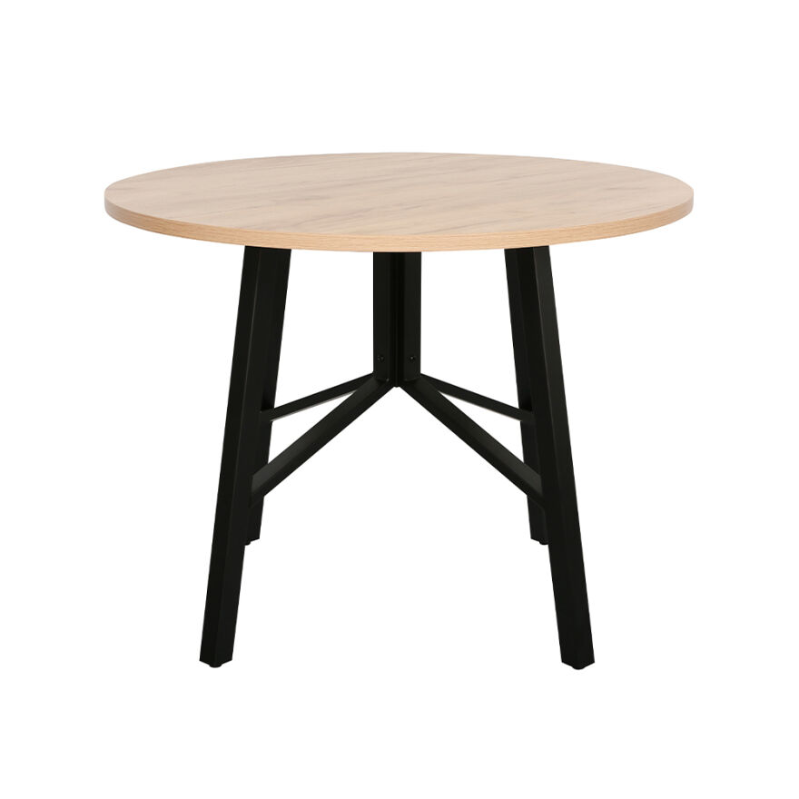 Round Yuvarlak Yemek Masası - Ceviz/Siyah 110x110x76 cm - 1