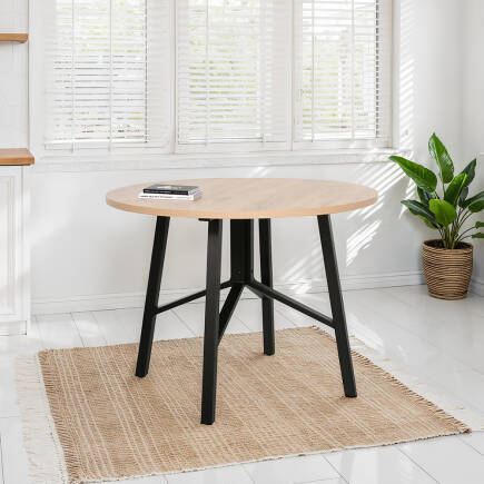 Round Yuvarlak Yemek Masası - Ceviz/Siyah 110x110x76 cm - 1