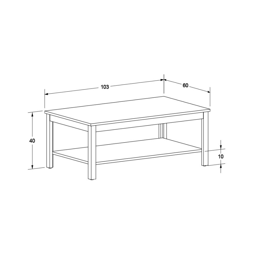 Rustik Dikdörtgen Orta Sehpa-Mat Beyaz 103x40x60 cm (GxYxD) - 5