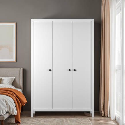 Rustik 3 Kapaklı Gardırop-Mat Beyaz 125x196x54 cm (GxYxD) - 3