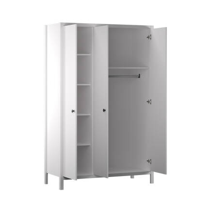 Rustik 3 Kapaklı Gardırop-Mat Beyaz 125x196x54 cm (GxYxD) - 9