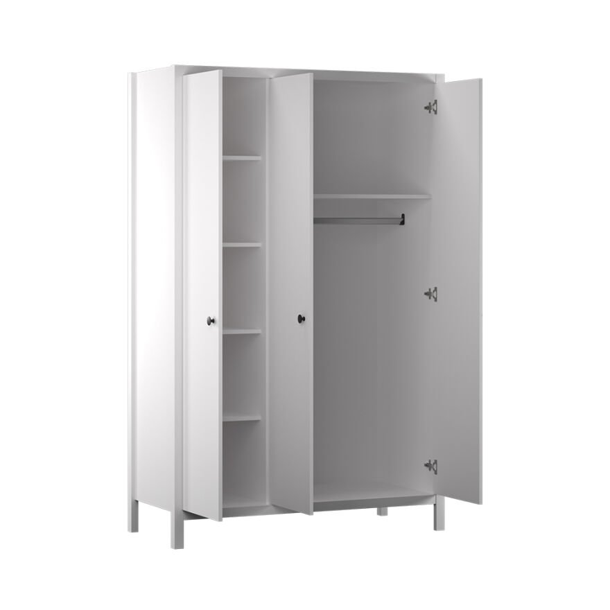 Rustik 3 Kapaklı Gardırop-Mat Beyaz 125x196x54 cm (GxYxD) - 9