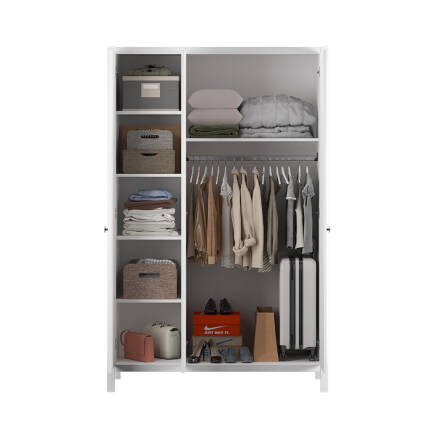 Rustik 3 Kapaklı Gardırop-Mat Beyaz 125x196x54 cm (GxYxD) - 6