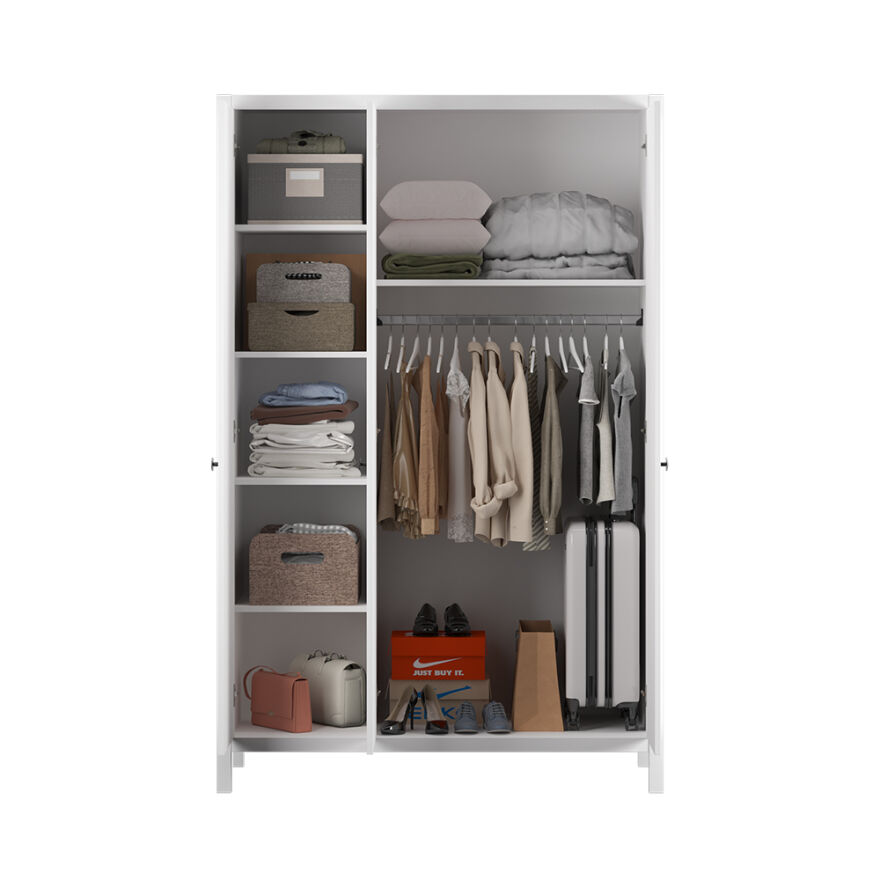 Rustik 3 Kapaklı Gardırop-Mat Beyaz 125x196x54 cm (GxYxD) - 6