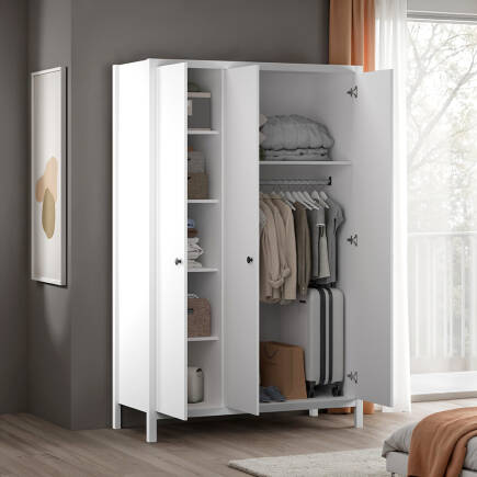 Rustik 3 Kapaklı Gardırop-Mat Beyaz 125x196x54 cm (GxYxD) - 2