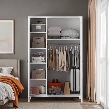 Rustik 3 Kapaklı Gardırop-Mat Beyaz 125x196x54 cm (GxYxD) - 4