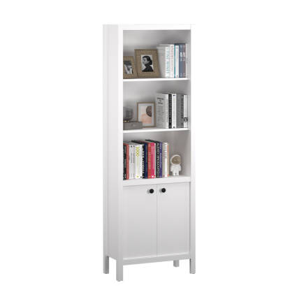 Rustik 5 Raflı Kapaklı Kitaplık-Mat Beyaz 66x196x32 cm (GxYxD) - 3