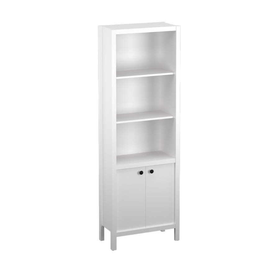 Rustik 5 Raflı Kapaklı Kitaplık-Mat Beyaz 66x196x32 cm (GxYxD) - 5