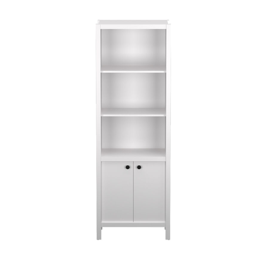 Rustik 5 Raflı Kapaklı Kitaplık-Mat Beyaz 66x196x32 cm (GxYxD) - 6