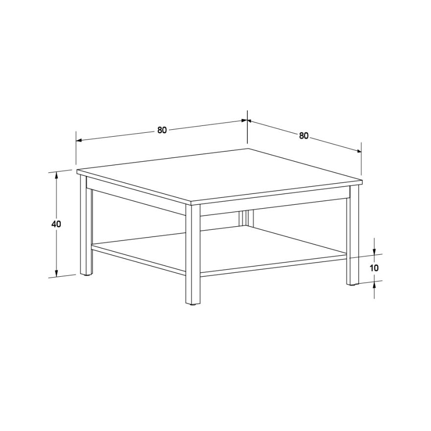 Rustik Kare Sehpa-Mat Beyaz 80x40x80 cm (GxYxD) - 5