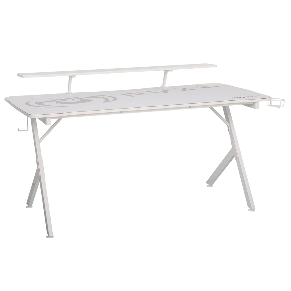 Ryze Castle Karbon Fiber RGB Oyuncu Masası - Beyaz 160x80x76 cm - 2